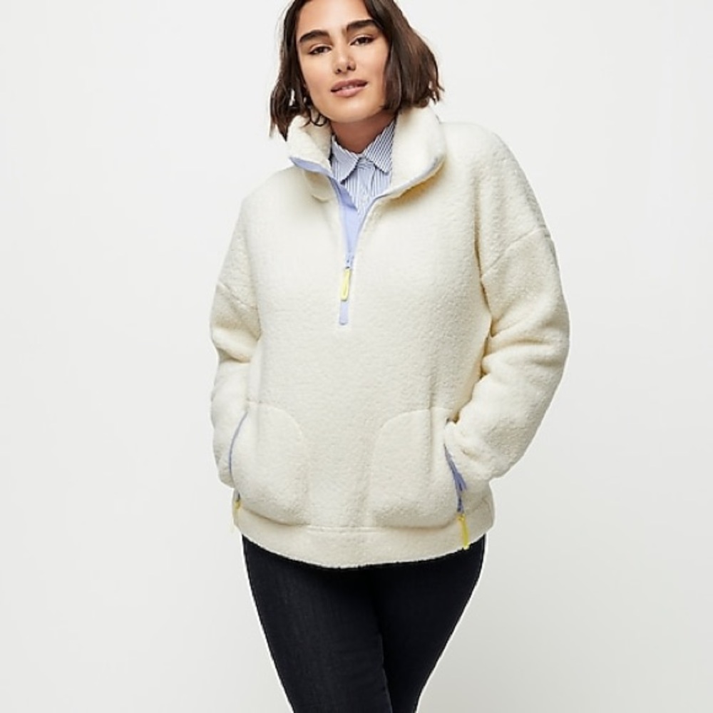 Brand new J crew Sherpa pullover fleece ivory sm